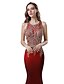 cheap Evening Dresses-Mermaid / Trumpet Glittering Elegant Engagement Formal Evening Dress Jewel Neck Sleeveless Floor Length Taffeta with Crystals Appliques 2021