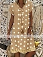 cheap Print Dresses-Women&#039;s Casual Dress Shift Dress Midi Dress Yellow Blue Khaki Short Sleeve Polka Dot Print Summer Spring V Neck Basic Vacation Summer Dress Spring Dress 2023 S M L XL XXL 3XL 4XL 5XL
