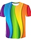 cheap Men&#039;s 3D T-shirts-Men&#039;s 3D Rainbow Graphic Plus Size T-shirt Print Tops Round Neck Rainbow