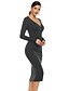cheap Casual Dresses-Women&#039;s Sheath Dress Midi Dress Black Green Gray Long Sleeve Solid Color Fall Boat Neck Work Elegant 2021 S M L XL