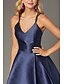 cheap Cocktail Dresses-A-Line Cocktail Dresses Beautiful Back Dress Homecoming Cocktail Party Short / Mini Sleeveless Halter Neck Stretch Satin Crisscross Back with Criss Cross Pleats 2024