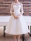 cheap Wedding Dresses-Bridal Shower Vintage 1940s / 1950s Simple Wedding Dresses Wedding Dresses A-Line Scoop Neck Half Sleeve Knee Length Tulle Bridal Gowns With Embroidery 2024