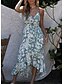 olcso Mintás ruhák-Női Pántos ruha Maxi hosszú ruha Sárga Világoskék Ujjatlan Virágos Nyár V-alakú Szexi 2021 S M L XL