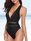 cheap One-piece swimsuits-Women&#039;s Swimwear One Piece Monokini Bathing Suits Normal Swimsuit Lace Slim Solid Color Black Halter Bathing Suits Sports Active Basic / Sexy / New / Padless