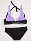 billige Bikinisæt-Dame Badetøj Bikini badedragt Grime Push-up bukser for store buster Farveblok Violet Grime Badedragter / BH med indlæg