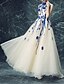 cheap Evening Dresses-A-Line Luxurious Elegant Engagement Formal Evening Dress High Neck Sleeveless Floor Length Organza with Appliques 2021