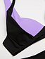 cheap Bikini Sets-Women&#039;s Swimwear Bikini Swimsuit Halter Push Up for Big Busts Color Block Lilac Halter Neck Bathing Suits / Padded Bras