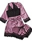 cheap Women&#039;s Sleep &amp; Lounge-Women&#039;s 3 Pieces Pajamas Sets Satin Casual Comfort Patchwork Embroidered POLY Home Party Daily Deep V Gift Lace Bow Spring Summer Purple Pink / Super Sexy / Strap