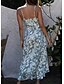olcso Mintás ruhák-Női Pántos ruha Maxi hosszú ruha Sárga Világoskék Ujjatlan Virágos Nyár V-alakú Szexi 2021 S M L XL