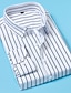 billiga Button Down-skjortor för män-Herr Skjorta Button Down skjorta Skjorta med krage Svart Vit Rubinrött Långärmad Randig Krage Bröllop Arbete Kläder