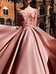 cheap Prom Dresses-Ball Gown Beautiful Back Engagement Prom Dress Illusion Neck Sleeveless Court Train Polyester with Appliques 2022