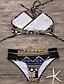 preiswerte Bikini-Sets-Damen Badeanzug Bikinis Normal Bademode Bedruckt Geometrisch Schwarz Wickeln Gurt Badeanzüge Boho / Gepolsterte BHs / Sexy