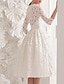 cheap Wedding Dresses-Reception Vintage 1940s / 1950s Simple Wedding Dresses Wedding Dresses A-Line Illusion Neck 3/4 Length Sleeve Tea Length Lace Bridal Gowns With Appliques 2024