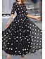 Χαμηλού Κόστους Maxi Φορέματα-Γυναικεία Φορέματα σιφόν Μακρύ φόρεμα Μαύρο Μισό μανίκι Πουά Στάμπα Φθινόπωρο Άνοιξη Στρογγυλή Λαιμόκοψη καυτό Καθημερινό 2021 XL XXL 3XL