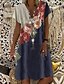 cheap Print Dresses-Women&#039;s Shift Dress Midi Dress Blue Short Sleeve Floral Clothing Summer Spring V Neck Hot 2023 M L XL XXL 3XL