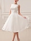 cheap Wedding Dresses-Reception Vintage 1940s / 1950s Little White Dresses Wedding Dresses A-Line Scoop Neck Sleeveless Knee Length Satin Bridal Gowns With Bow(s) 2024