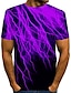 preiswerte Geometrical-Lightning Strikes Herren-T-Shirt mit Grafik, abstrakt, Rundhalsausschnitt, grün, lila, gelb, weiß, täglich, kurzärmelig, bedruckt, Kleidung, Bekleidung, Basic, übertriebenes T-Shirt, lässig, blaue