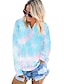 cheap Women&#039;s Hoodies &amp; Sweatshirts-Women&#039;s Hoodie Pullover Tie Dye Quarter Zip Casual Hoodies Sweatshirts  Loose Oversized Blue Blushing Pink Light Blue