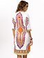 voordelige Jurken met print-Dames Schede jurk Mini-jurk Wit Halve mouw Tribal Afdrukken Zomer Diepe V-hals Boho Boho S M L XL XXL 3XL