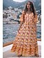 cheap Print Dresses-Women&#039;s Swing Dress Maxi long Dress Blue Yellow Green Half Sleeve Geometric Print Summer V Neck Hot Boho 2021 S M L XL