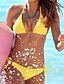 ieftine Seturi de bikini-Pentru femei Costume de Baie Bikini Costume de Baie 2 bucăți Normal Costum de baie Dantelă Culoare solidă Negru Alb Galben Roz Îmbujorat Albastru piscină Fără fir Gâtul halter Costume de baie Dantelă
