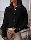 cheap Blouses &amp; Shirts-Women&#039;s Blouse Shirt Solid Colored Standing Collar Button Active Elegant Fashion Tops White Black