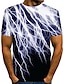 cheap Geometrical-Lightning Strikes Mens Graphic Shirt Tee Abstract Round Neck Green Purple Yellow White Daily Short Sleeve Print Clothing Apparel Basic Exaggerated T-Shirt Casual Blue Cotton