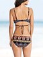 ieftine Seturi de bikini-Pentru femei Costume de Baie Bikini Normal Costum de baie Imprimeu Geometric Negru Înfășurați Cu Bretele Costume de baie Boho / Sutiene cu Bureți / Sexy