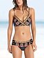 preiswerte Bikini-Sets-Damen Badeanzug Bikinis Normal Bademode Bedruckt Geometrisch Schwarz Wickeln Gurt Badeanzüge Boho / Gepolsterte BHs / Sexy