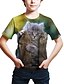 billige T-shirts og skjorter-Børn Baby Drenge T-shirt Kortærmet Kat 3D Dyr Trykt mønster Børn Barnet&#039;s Dag Toppe Aktiv Gade Grøn