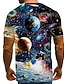 cheap Men&#039;s 3D Tee-Men&#039;s T shirt Tee Graphic Galaxy Round Neck Black Blue Gold Rainbow 3D Print Plus Size Daily Weekend Short Sleeve Print Clothing Apparel Exaggerated Basic