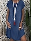 رخيصةأون فساتين عادية-نسائي لباس غير رسمي فستان ميدي أسود أزرق أزرق فاتح كم قصير لون سادة الصيف الربيع رقبة عالية مدورة أساسي فضفاض صالح 2023 S M L XL XXL 3XL