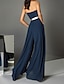 cheap Evening Dresses-Jumpsuits Evening Gown Sexy Dress Wedding Guest Formal Evening Floor Length Sleeveless Strapless Chiffon with Sash / Ribbon 2024