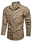 cheap Men&#039;s Shirts-Men&#039;s Shirt Solid Colored Collar Button Down Collar Daily Long Sleeve Tops Cotton Basic Black Army Green Khaki