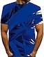abordables T-shirt 3D homme-Homme T shirt Tee Chemise Graphic Abstrait Col Rond Vert Bleu Rose Claire Rouge Casual du quotidien Manche Courte Imprimer Vêtement Tenue Vêtement de rue Exagéré / Eté / Eté