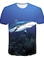preiswerte Oberteile-Kinder Jungen T-Shirt Kurzarm Blau Farbblock 3D Tier Bedruckt Grundlegend Strassenmode / Sommer