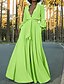 cheap Maxi Dresses-Women&#039;s A Line Dress Maxi long Dress Green Long Sleeve Solid Colored Deep V Streetwear S M L XL XXL