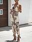 cheap Jumpsuits &amp; Rompers-Women&#039;s Jumpsuit Floral Drawstring Casual V Neck Harem Daily Holiday Spaghetti Strap Regular Fit White Black Wine S M L Spring
