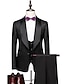 ieftine Costume de tuxedo-albastru deschis negru alb pentru bărbați petrecere de nuntă petrecere seara de ziua îndrăgostiților smoking culoare uni 3 piese potrivire standard la un singur piept cu un singur buton 2024