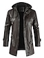 cheap Men&#039;s Jackets &amp; Coats-Men&#039;s PU Leather Jacket Faux Leather Coat Motorcycle Biker Fashion Style Winter Casual Daily Outdoor Work Pocket Black Brown Warm Hoodie Jacket Outwear Tops