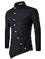 cheap Men&#039;s Tuxedo Shirts-Men&#039;s Shirt Solid Colored Standing Collar Daily Basic Long Sleeve Slim Tops Chinoiserie White Black Red / Fall / Spring Casual Shirts