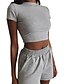 cheap Women&#039;s Two Piece Sets-Women&#039;s Basic Solid Color Sports Outdoor Leisure Sports Exercising Two Piece Set Crop Tracksuit T shirt Pant Loungewear Tops