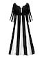 cheap Maxi Dresses-Women&#039;s A Line Dress Maxi long Dress Black 3/4 Length Sleeve Black &amp; White Color Block Summer V Neck Hot Casual vacation dresses Flare Cuff Sleeve 2021 M L XL XXL 3XL