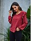 cheap Women&#039;s Blouses &amp; Shirts-Women&#039;s Blouse Shirt Polka Dot Long Sleeve Ruffle V Neck Tops Basic Basic Top Red