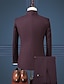 cheap Suits-Black Burgundy Dark Blue Men&#039;s Performance Wedding Suits 2 Piece Mandarin Solid Colored Tailored Fit Single Breasted More-button 2023 / Standard Fit