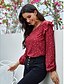 billige Bluser og trøjer til kvinder-Dame Skjorte Bluse Rød Prikker Drapering Langærmet Daglig Basale V-hals Slimfit Efterår