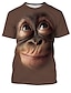 billige dyr og mupper-Herre Skjorte T skjorte T-skjorter Grafisk Dyr Orangutang Rund hals Svart Rosa Brun 3D-utskrift Fest Gate Kortermet Trykt mønster Klær Elegant og moderne Morsom Bekvem Stor og høy