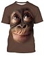 billige T-skjorter med dyreprint-Herre Grafisk Dyr Orangutang Skjorte T skjorte T-skjorter Kortermet T skjorte 3D-utskrift Rund hals Skjorte Elegant og moderne Morsom Bekvem Fest Gate Daglig Svart Rosa Brun Sommer Klær S M L XL XXL