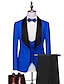 Χαμηλού Κόστους Κοστούμια σμόκιν-ανοιχτό μπλε μαύρο λευκό ανδρικό πάρτι γάμου το βράδυ του Αγίου Βαλεντίνου σμόκιν μονόχρωμο 3 τεμάχια κανονική εφαρμογή μονόστομο με ένα κουμπί 2024