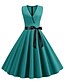 Χαμηλού Κόστους Vintage Φορέματα-Γυναικεία Μίντι φόρεμα Πράσινο του τριφυλλιού Μαύρο Ανθισμένο Ροζ Αμάνικο Μονόχρωμες Φιόγκος Άνοιξη Καλοκαίρι Λαιμόκοψη V Δεκαετία του 1950 Τ M L XL XXL
